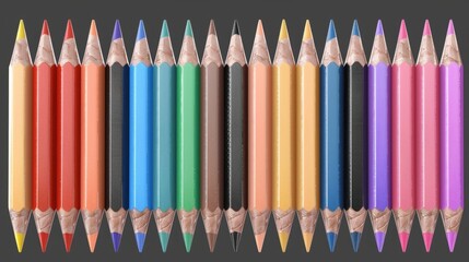 A row of colored pencils, perfect for school or art projects