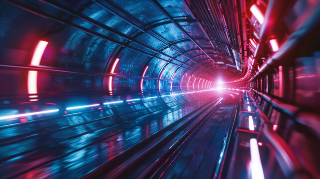 An underground particle accelerator tunnel, where particles collide at unimaginable velocities, unraveling the secrets of the universe