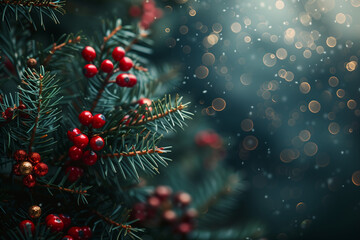 Christmas tree and decorations background