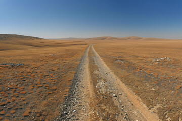 Solitary Stretch of Desert Road, road adventure, path to discovery, holliday trip, Aerial view