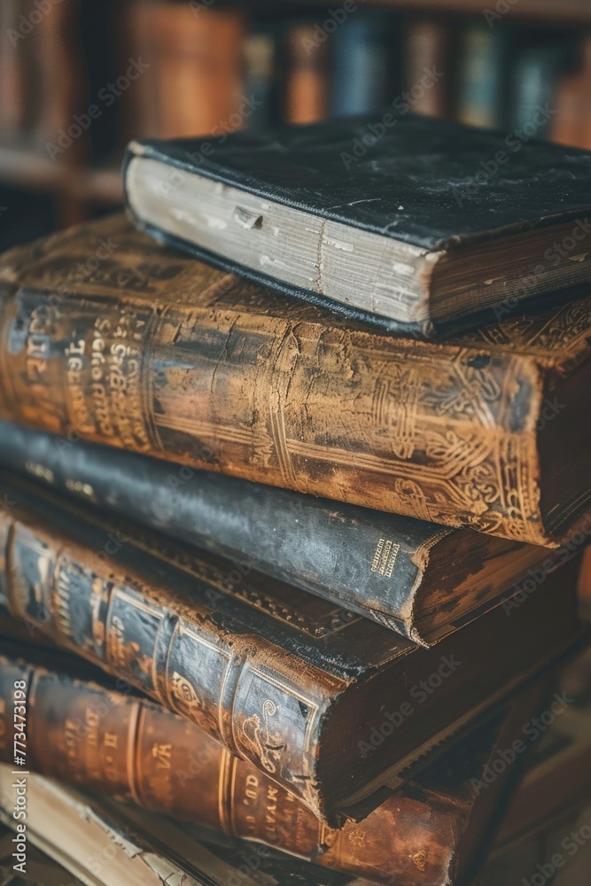 Poster a stack of old books on top of each other. suitable for educational and literary concepts