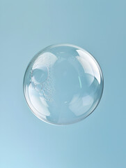 A clear bubble with a blue background. The bubble is floating in the air