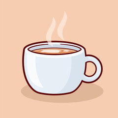 Cup of coffee cartoon vector illustration, cappuccino mug