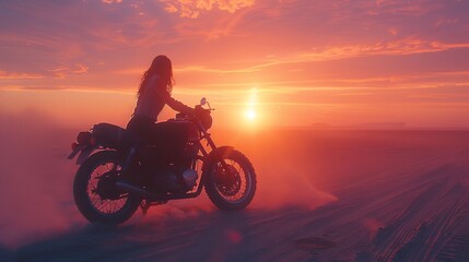 Obraz na płótnie Canvas Experience the magic of our classic motorbike tour, where reality meets fantasy in a pastel dreamscape. Let your imagination run wild as you explore.