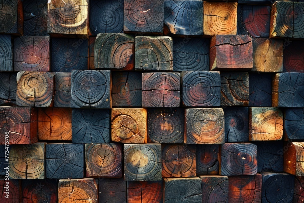 Poster close up of a bunch of wood blocks, suitable for various design projects