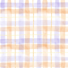 Gold Orange Purple Plaid Gingham Check Hand Drawn Background Overlay