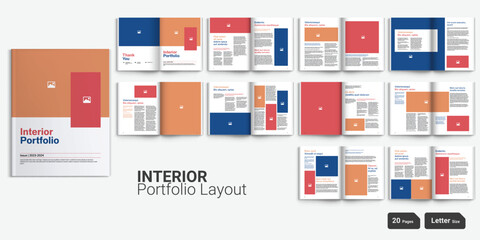 Interior Portfolio Layout Modern Magazine Layout Design Catalog Layout - obrazy, fototapety, plakaty