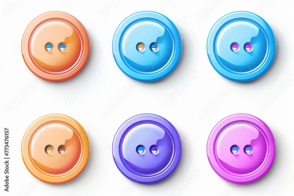 Aufkleber A collection of four different colored buttons, versatile for various design projects