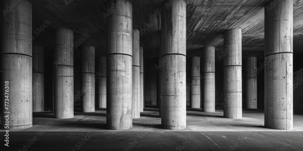 Aufkleber Black and white image of a building with columns, suitable for architectural projects