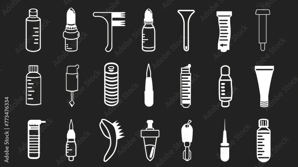 Poster assorted tools on a dark surface, ideal for industrial concepts