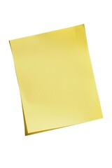 A simple yellow sticky note on a white surface. Suitable for office or education concepts