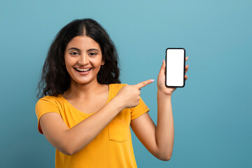 Woman showing smartphone screen