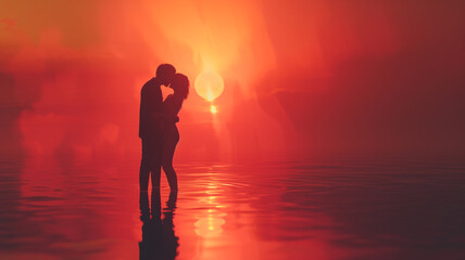 International Kissing day, dedicated to expression of love and affection through simple yet profound symbolic act of kissing, red joy happy banner copy space greeting card background. - obrazy, fototapety, plakaty