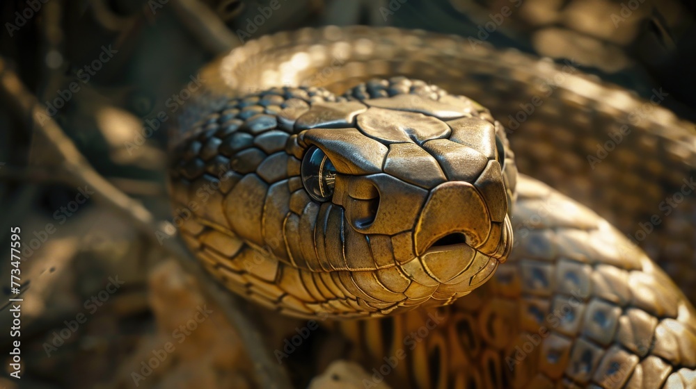 Poster close up image of a snake's head with its mouth open. suitable for educational materials or wildlife