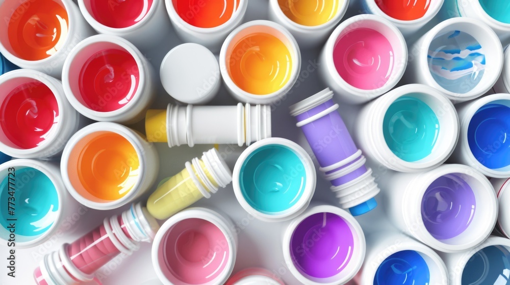 Poster Close up view of multiple paint colors. Great for art projects