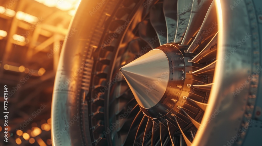 Poster detailed view of a plane propeller. ideal for aviation or transportation concepts