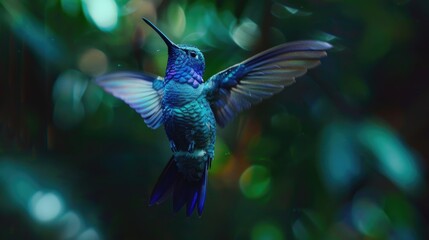 Fototapeta premium A stunning image of a hummingbird flying through the air. Perfect for nature and wildlife enthusiasts