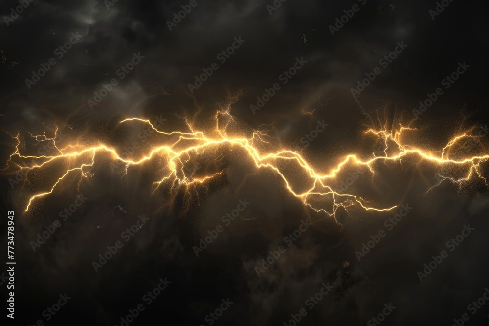 Poster a group of lightning streaks in a dark sky. suitable for weather and natural disaster concepts