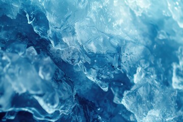 Detailed view of a frozen blue ice surface, suitable for winter themes