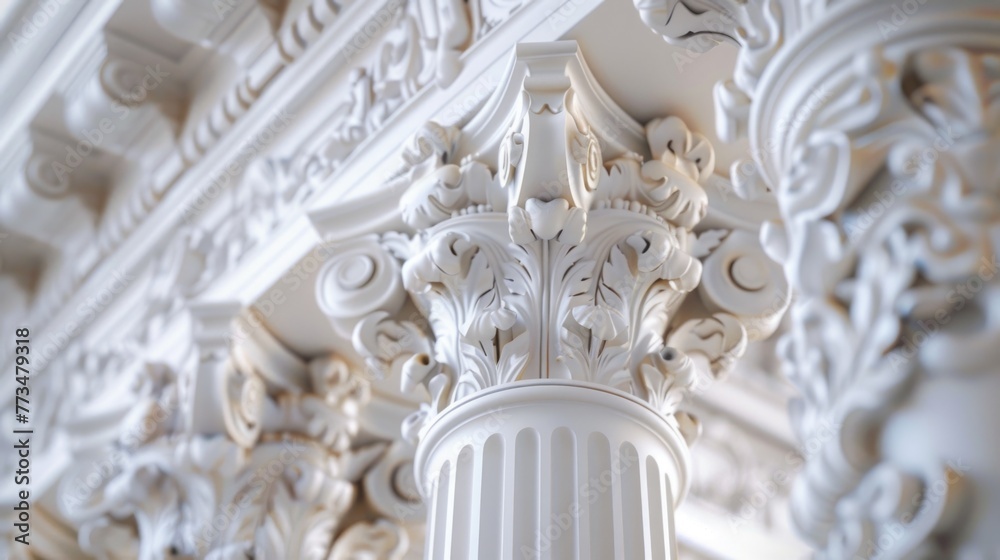 Fototapete a detailed shot of a clock on a column. suitable for time management concepts