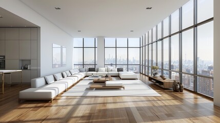 Bright and airy living room with ample windows. Perfect for interior design projects
