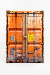 A large orange container on a white surface. Suitable for industrial concepts