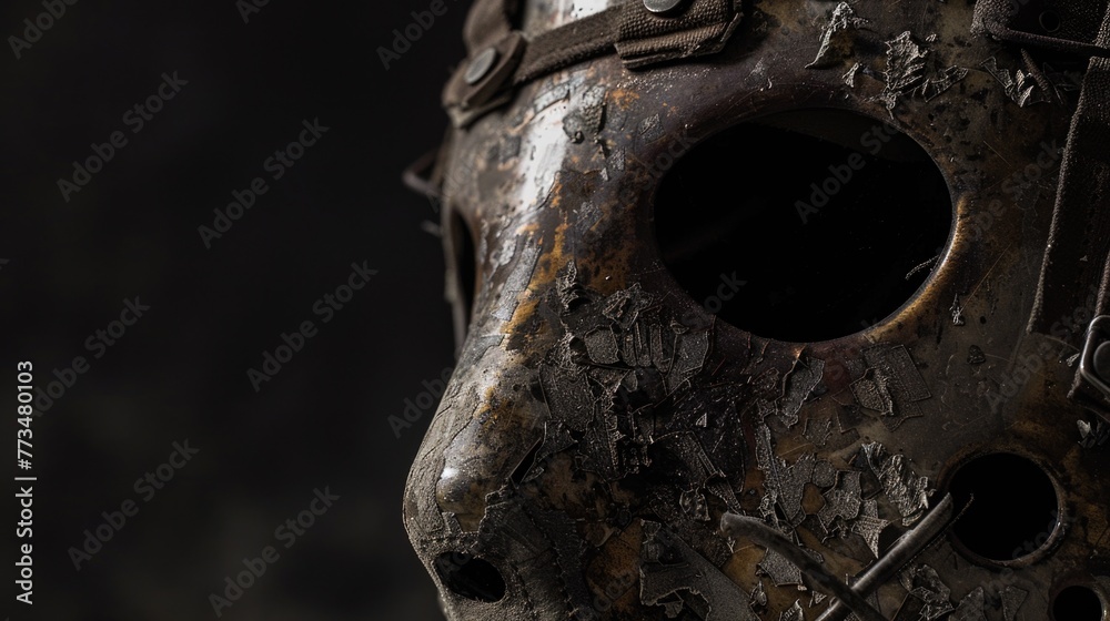 Aufkleber detailed shot of a mask on a dark backdrop. suitable for various concepts and designs