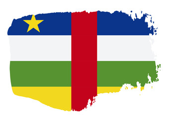 Central African Republic flag with palette knife paint brush strokes grunge texture design. Grunge brush stroke effect