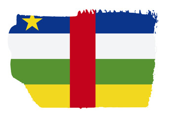 Central African Republic flag with palette knife paint brush strokes grunge texture design. Grunge brush stroke effect