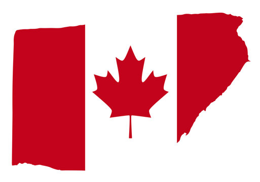 Canada flag with palette knife paint brush strokes grunge texture design. Grunge brush stroke effect