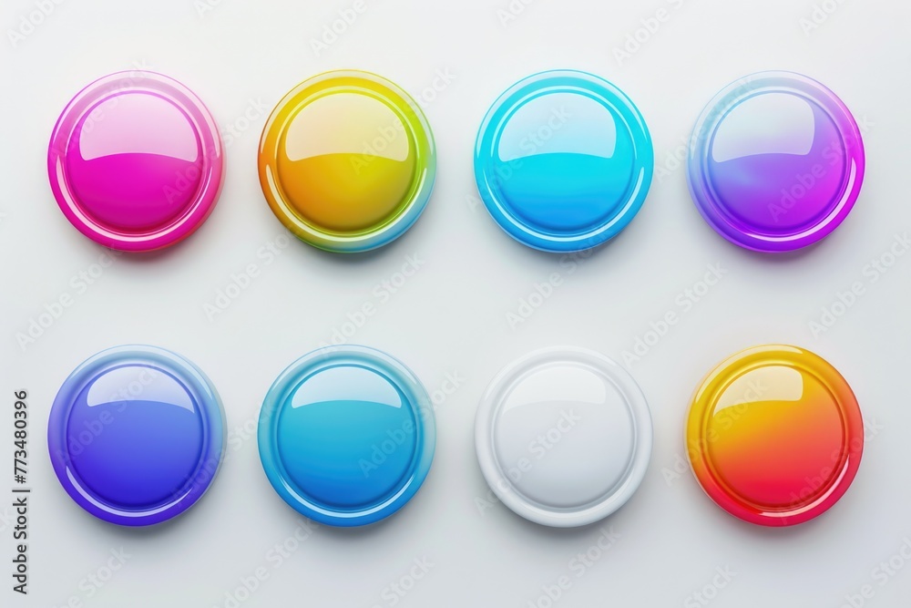 Fototapete A set of six different colored buttons. Ideal for adding a pop of color to any design project