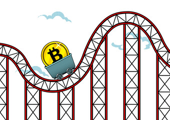 Bitcoin fluctuations pop art PNG illustration