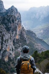 A man with a backpack admiring the view, suitable for travel blogs or outdoor adventure websites