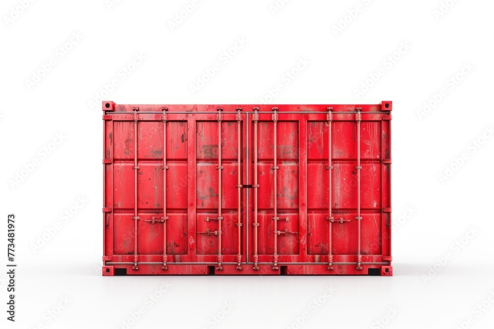 Poster A red container placed on a white surface, suitable for various concepts and designs