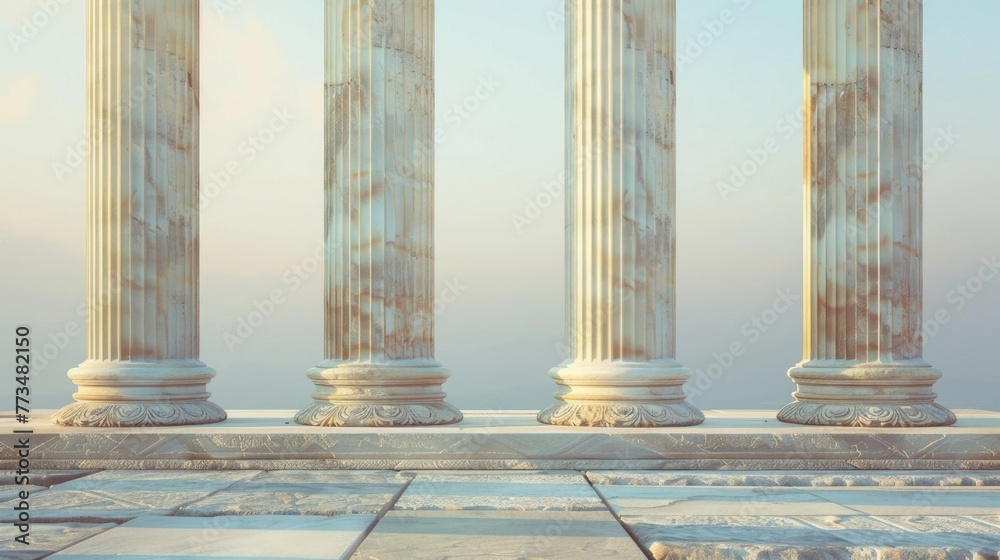 Poster a collection of pillars grouped closely together. suitable for architectural and historical themes