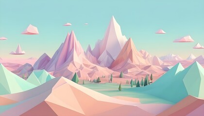 abstract landscape in pastel mountain scenery low poly