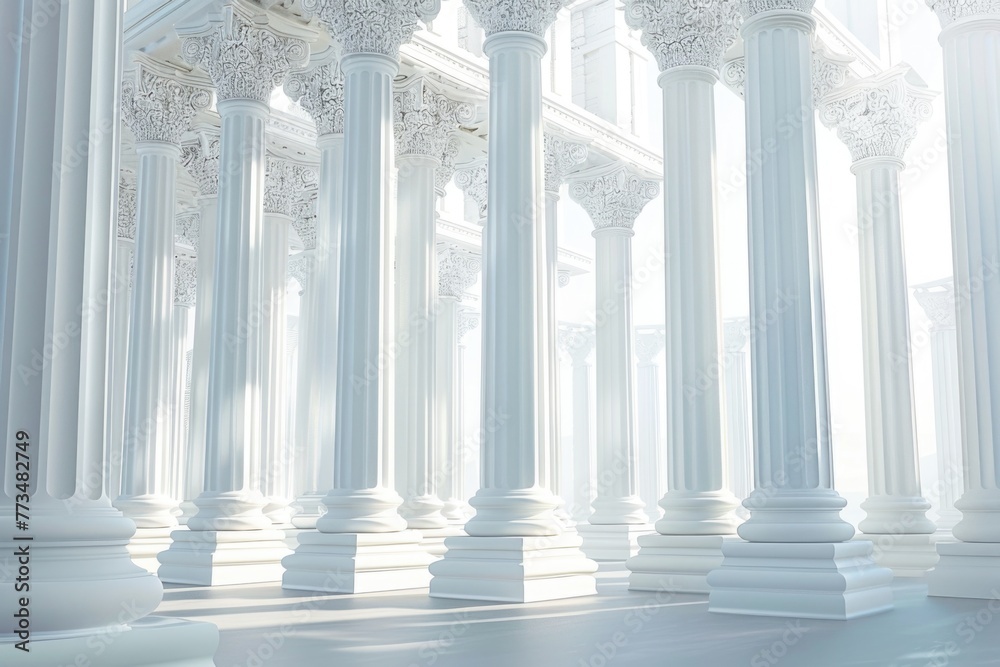 Fototapete a row of white columns in a spacious interior. ideal for architectural and interior design concepts