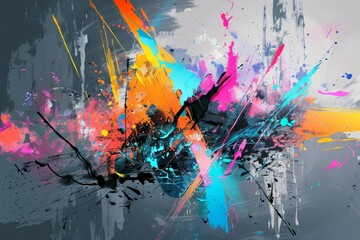 Explosive Urban Art: Colorful Chaos on Canvas