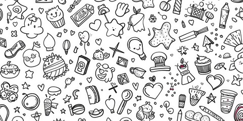 Collection of various objects in black and white, suitable for diverse uses