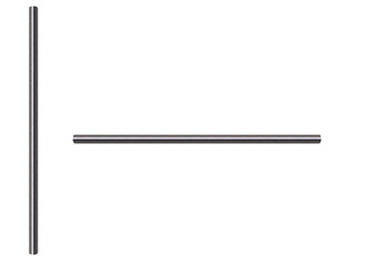 Short length chrome-plated metal tubes - on isolated transparent background.