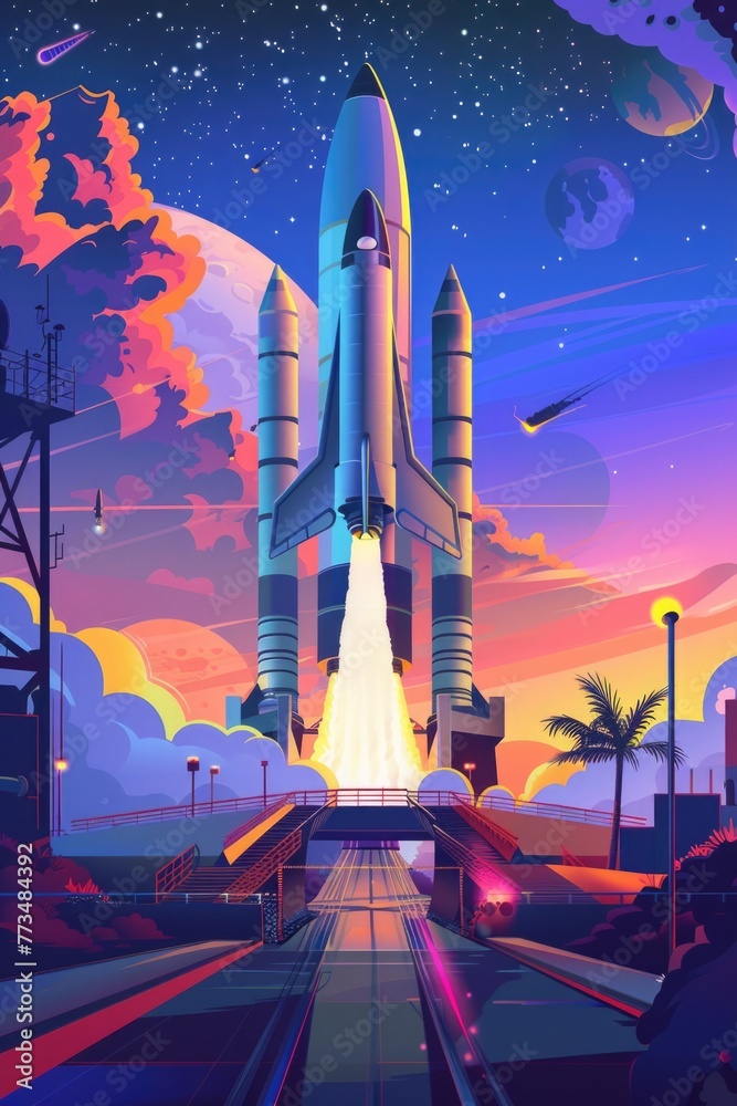 Aufkleber a powerful space shuttle taking off. perfect for science and technology concepts