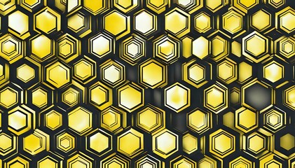 Abstract yellow hexagon or honeycomb background AI Generated.