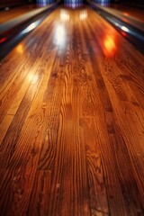 A bowling alley with wooden floors, ideal for sports and recreation concepts