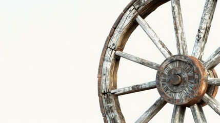 Detailed shot of a vintage wooden wagon wheel. Perfect for rustic-themed designs - obrazy, fototapety, plakaty