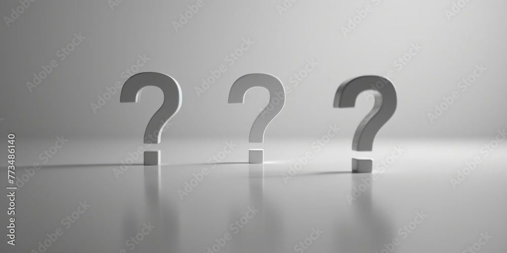 Aufkleber A group of three question marks on a table. Suitable for various educational or business concepts
