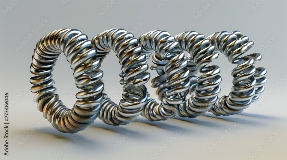 Poster a group of spiral rings on a white surface. perfect for backgrounds and abstract designs