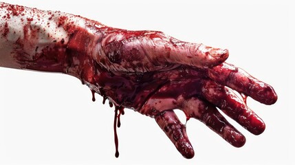 A chilling image of a bloody hand with blood dripping down it. Perfect for horror or crime-themed projects