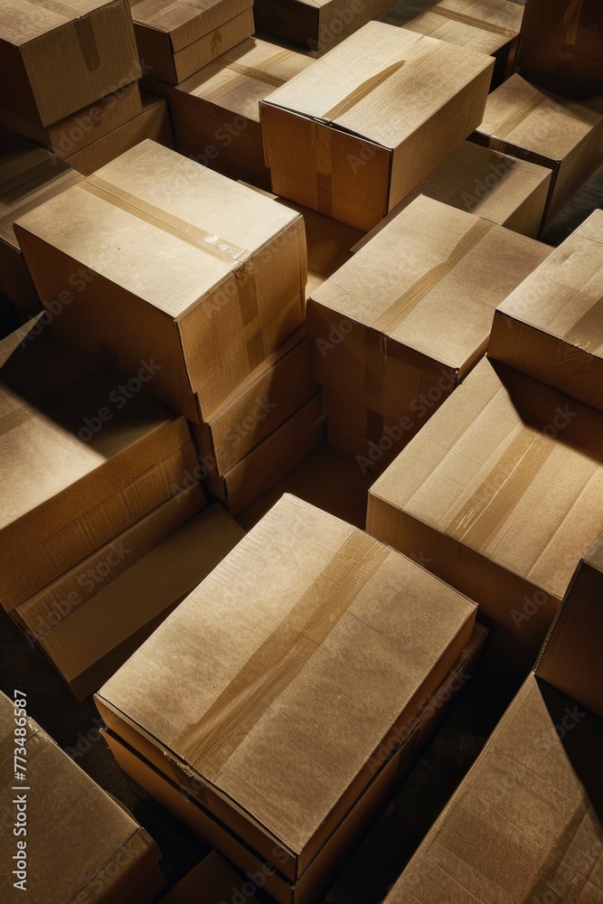 Poster a bunch of boxes sitting on top of each other. great for logistics and storage concepts
