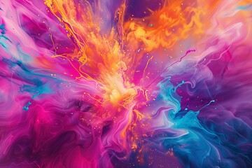Psychedelic Vortex: Colorful Swirls of Digital Paint - obrazy, fototapety, plakaty