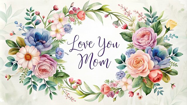 Mom's Love in Bloom: Beautiful Floral Border Design Template for Mother's Day Greetings